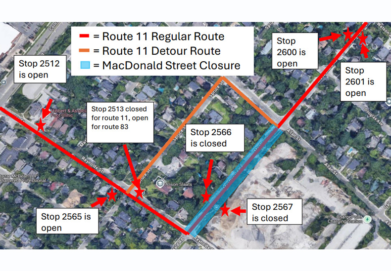 Route 11 closure map