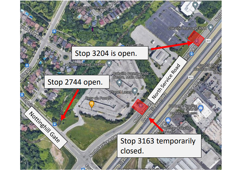 Bus stop closure map, stop 3163
