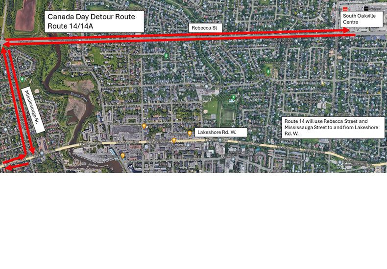 Route 14/14A Detour Map - Canada Day.